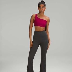 Lululemon Ribbed Nulu Asymmetrical Yoga Bra in Pomegrante